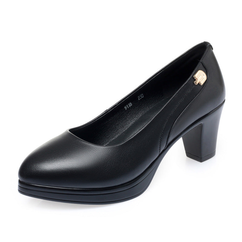 Damen Elegante Blockabsatz-Pumps mit verziertem Riemen und komfortabler Sohle EB