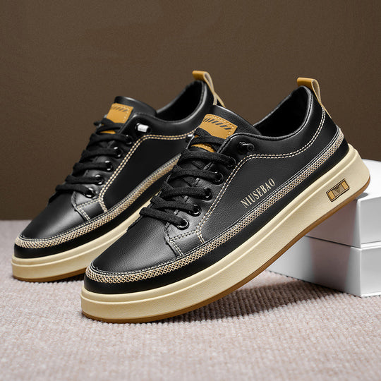 Damen lässige Leder Sneakers mit rutschfester Sohle und stilvollen Details EB