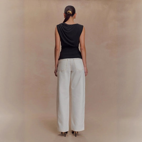 Damen figurbetontes Oberteil mit raffiniertem Drapierungsdesign EB