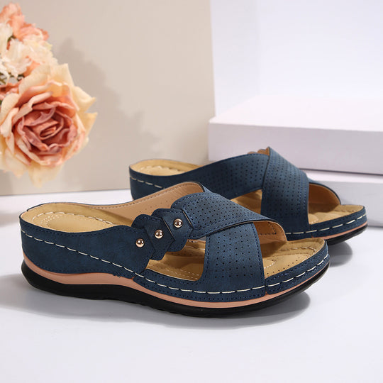 Damen Komfortable Riemensandalen mit anatomischem Fußbett und elastischen Quer-Riemen EB