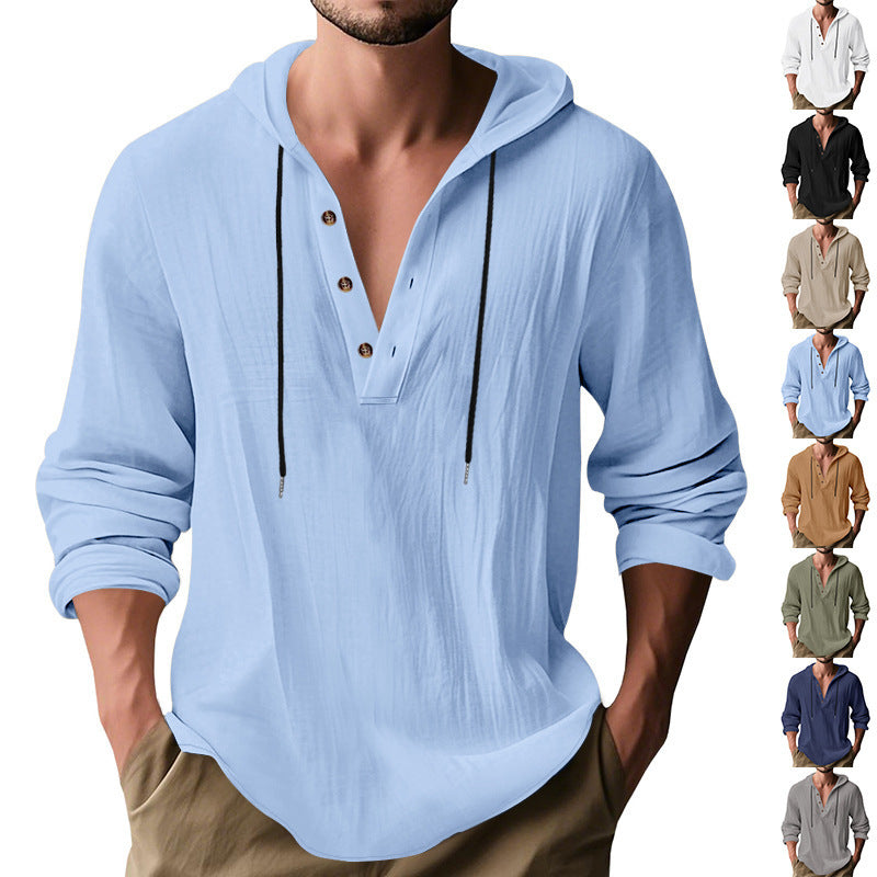 Herren Kapuzenshirt mit Knopfleiste und lässigem Schnitt EB