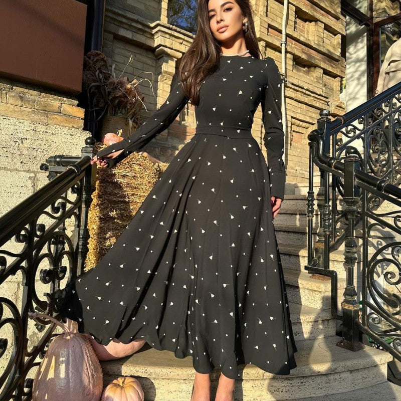 Damen Elegantes Maxikleid mit Geschlitz und langärmligem Design EB