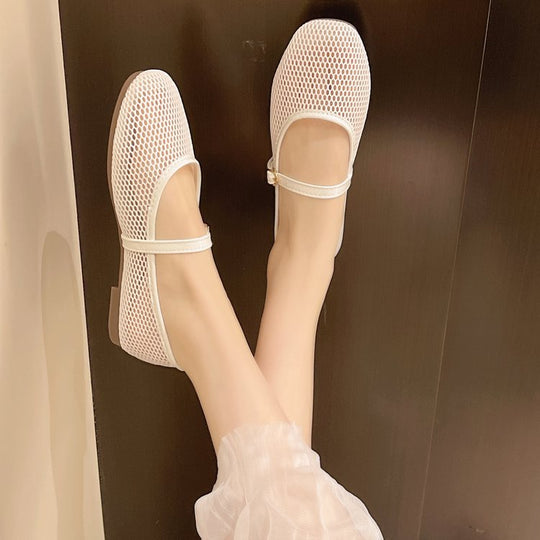Damen atmungsaktive Ballerinas mit verstellbarem Riemen EB