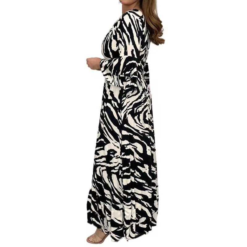 Damen Maxikleid mit tiefem V-Ausschnitt und fließendem Schnitt EB