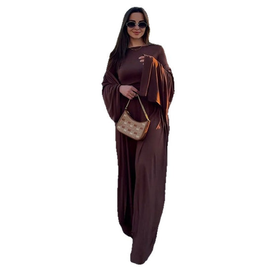 Damen eleganter Maxikleid mit voluminösen Ärmeln EB