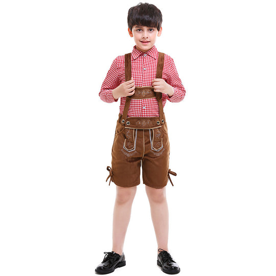 Unisex nan traditionelle Kinderlederhose mit verstellbaren Trägern und feiner Stickerei EB
