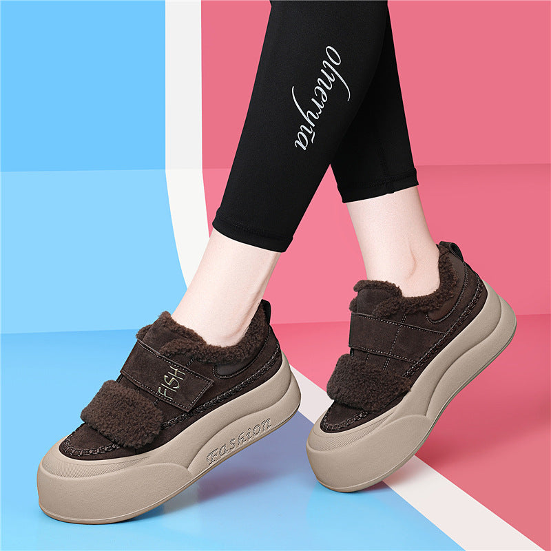 Damen Modische Sneaker mit kuscheligem Innenfutter und breitem Klettverschluss EB