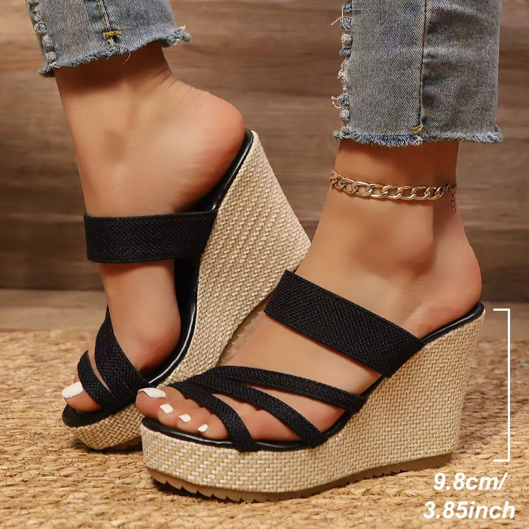 Damen Wedge-Sandalen mit elegantem Riemchen-Design EB