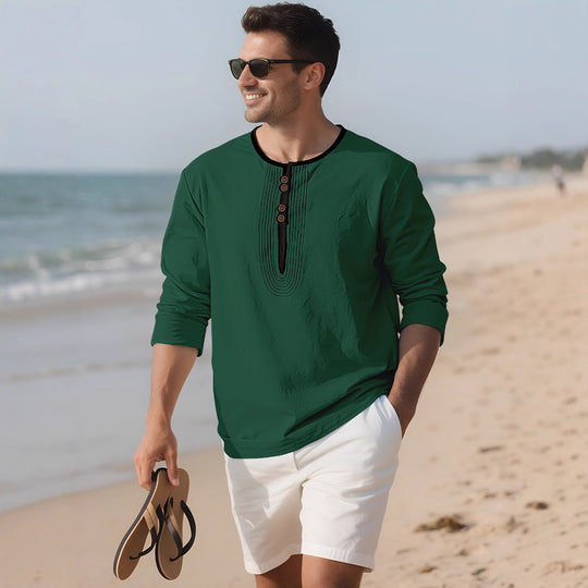 Herren Langarmshirt mit stylischem Knopfdesign EB