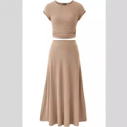 Damen Elegantes Maxikleid mit tailliertem Oberteil und fließendem Rock EB