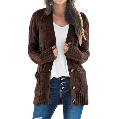 Damen Strickjacke mit Zopfmuster und praktischen Taschen EB