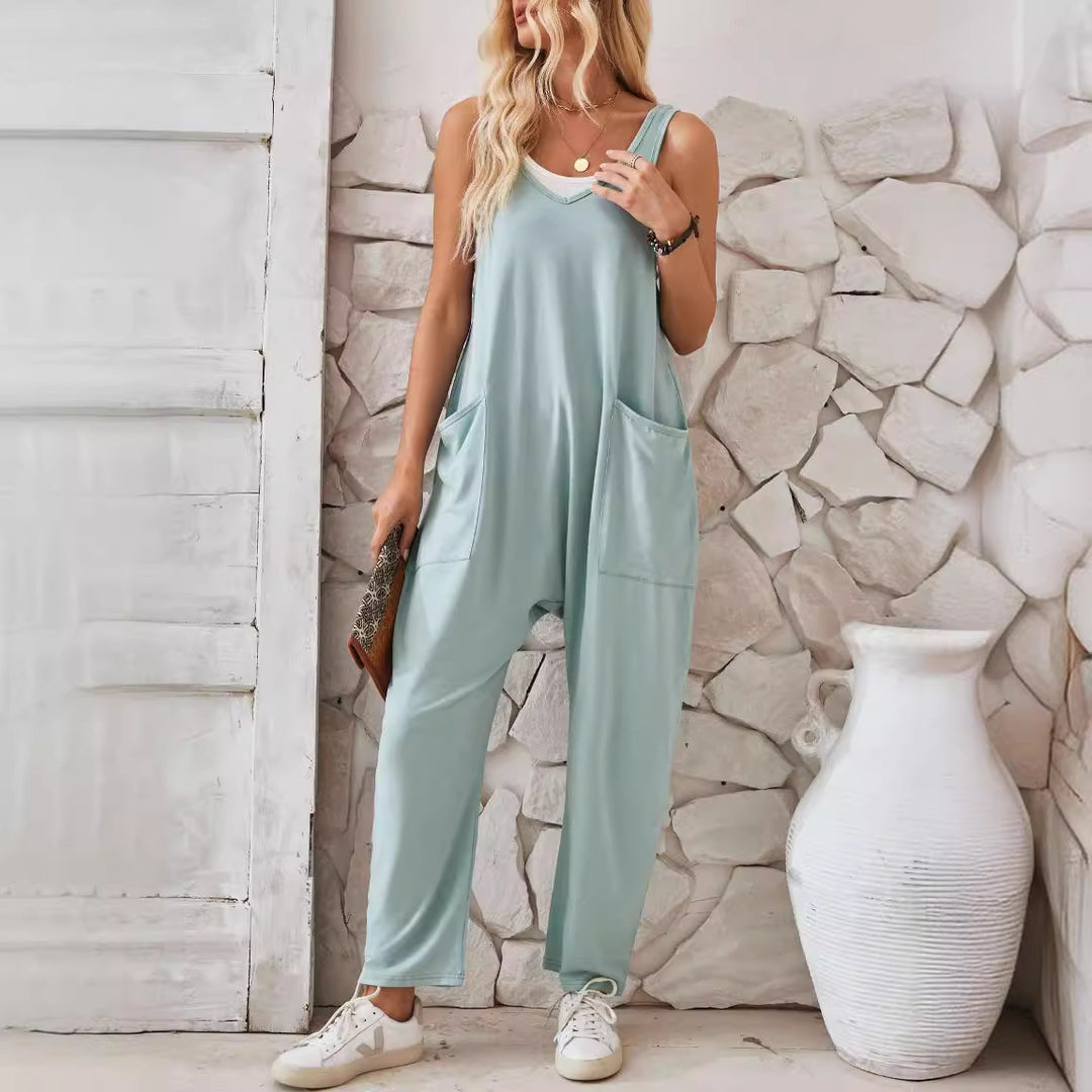 Damen Jumpsuit mit großzügigen Taschen und weichem Stretchmaterial EB