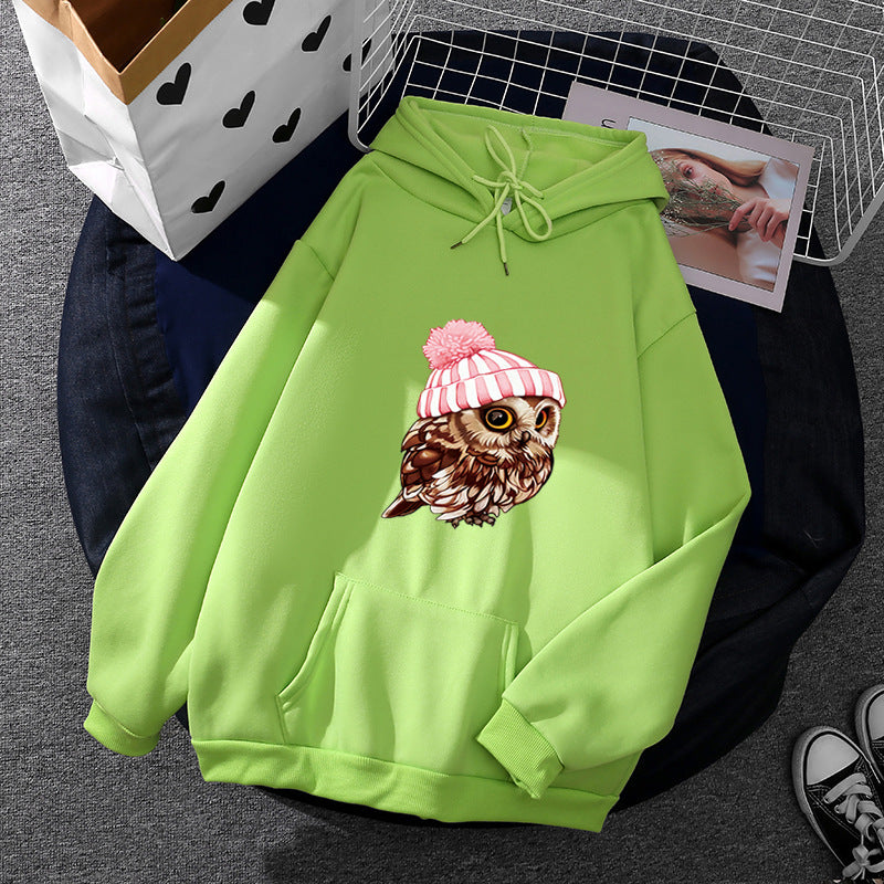 Damen nan lässiger Oversize Kapuzenpullover mit Herz‑und‑Pfotenprint, Kordelzug und gerippten Bündchen EB