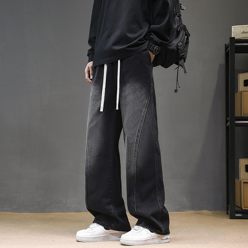 Herren Weitgeschnittene Jeanshose mit elastischem Bund und modernem Design EB