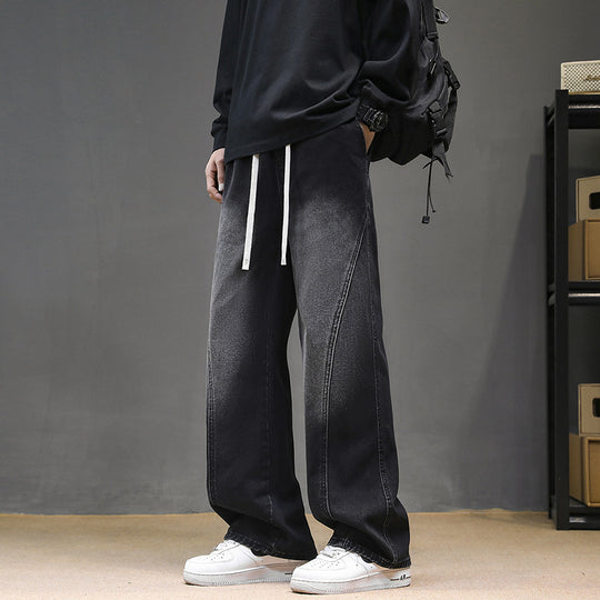 Herren Weitgeschnittene Jeanshose mit elastischem Bund und modernem Design EB