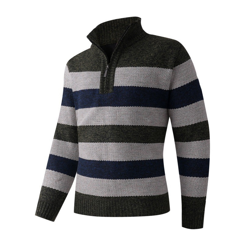 Herren modischer Stehkragen Pullover mit dekorativen Streifen EB