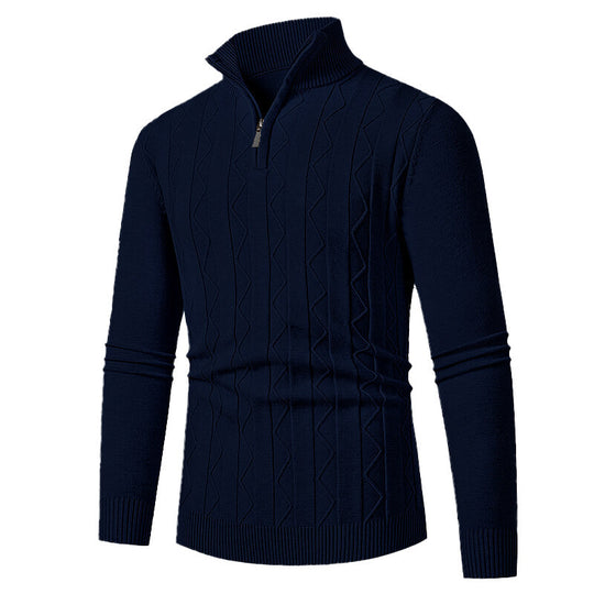 Herren Strickpullover mit stylischem Reißverschluss und Zopfmuster EB