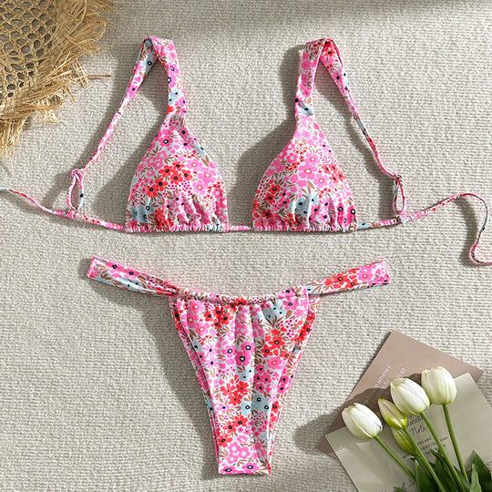 Damen Triangel-Bikini mit elegantem Floral-Muster EB