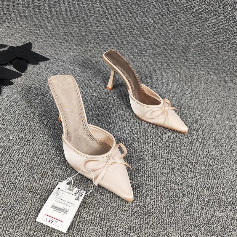 Damen Slingback High Heels mit zarter Schleifenverzierung EB