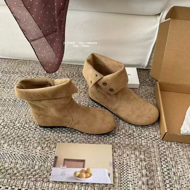 Damen Elegante Stiefel mit modischer Knopf-Dekoration EB