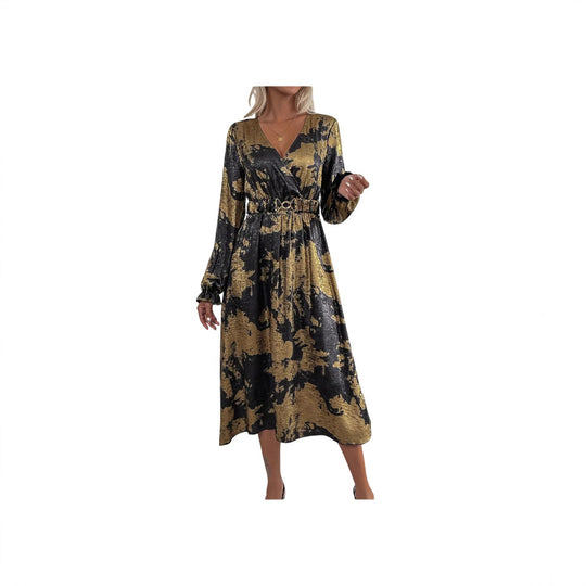 Damen Wickelkleid mit Glanz- und Mustereffekt EB