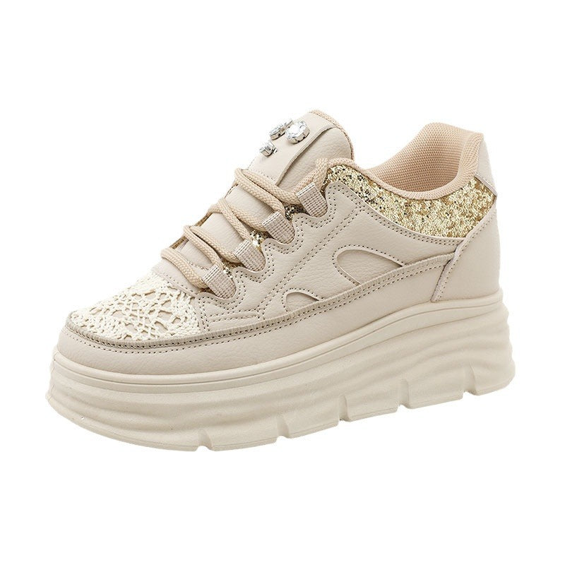 Damen Sportliche Plattform Sneakers mit Glitzer-Details und ergonomischer Dämpfung EB