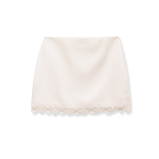 Damen eleganter Rock mit Spitzenbesatz und strukturiertem Gewebe EB