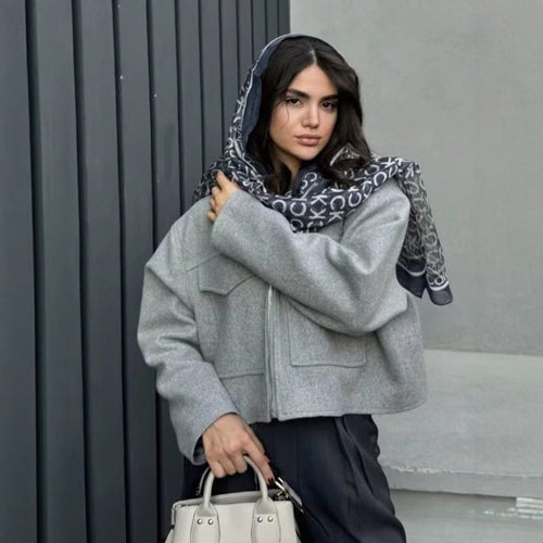 Damen moderne Übergangsjacke im lässigen Schnitt mit großen Taschen EB