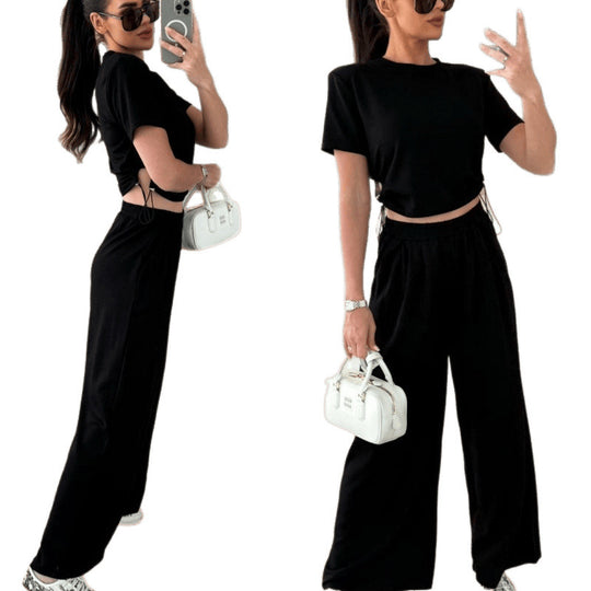 Damen Cropped Drawstring Lounge Set EB