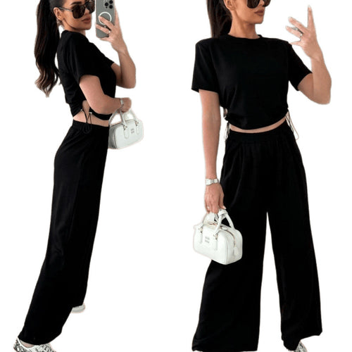 Damen Cropped Drawstring Lounge Set EB