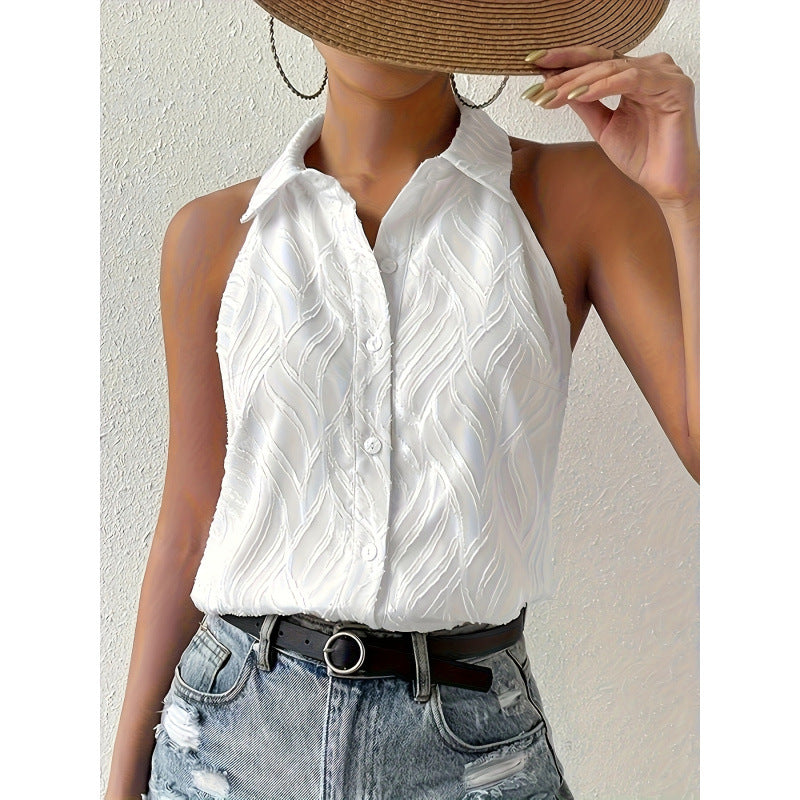 Damen ärmelloses Blusenshirt mit eleganter Struktur EB