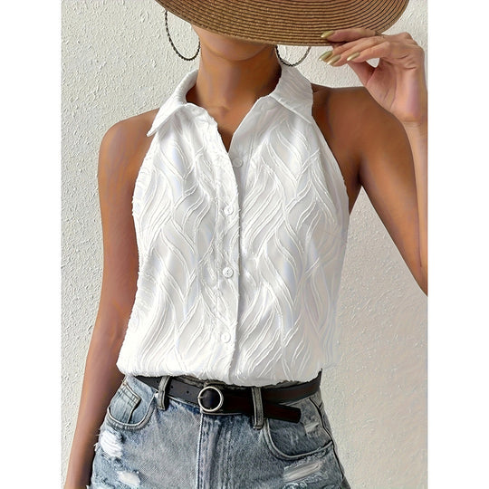 Damen ärmelloses Blusenshirt mit eleganter Struktur EB