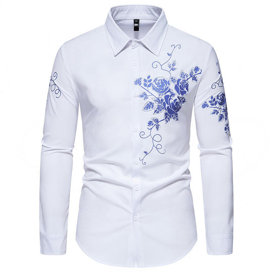 Herren Langarmhemd mit floralem Design EB
