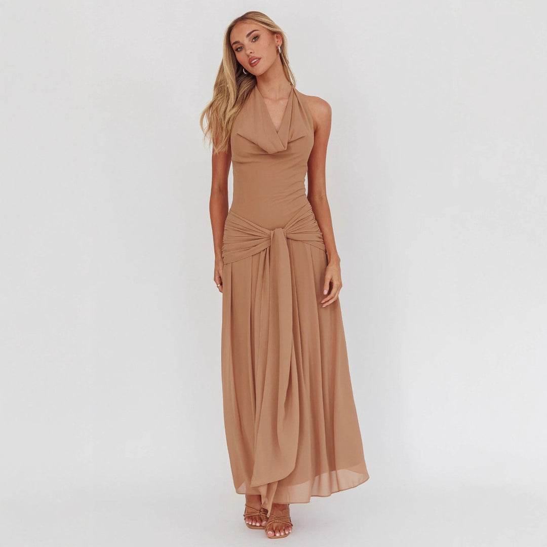 Damen Elegantes langes Abendkleid mit raffiniertem Halternetz EB
