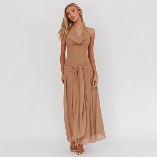 Damen Elegantes langes Abendkleid mit raffiniertem Halternetz EB