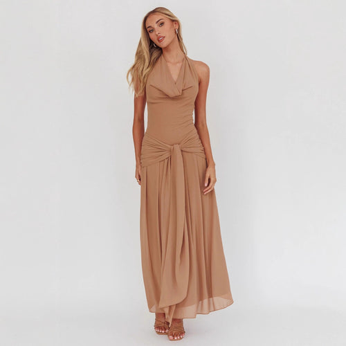 Damen Elegantes langes Abendkleid mit raffiniertem Halternetz EB