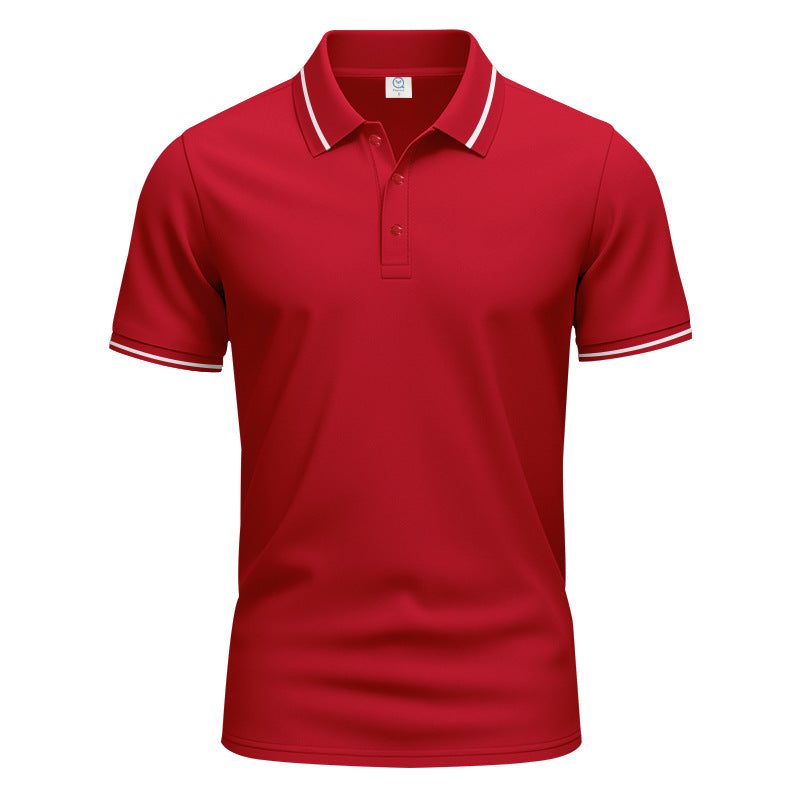 Herren nan atmungsaktives Interlock-Poloshirt mit Kontrast-Tipping, kurzer Knopfleiste und schmaler Silhouette EB