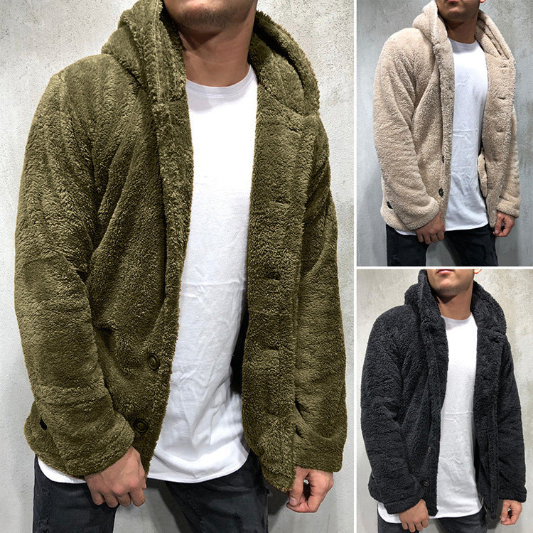 Herren Kuschelige Teddyjacke mit breitem Revers und praktischen Taschen EB