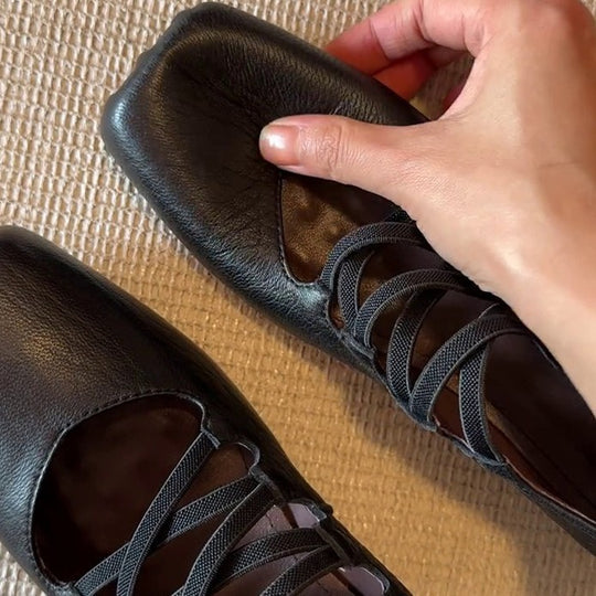 Damen elegante Ballerinas mit modischem Schnürdesign EB