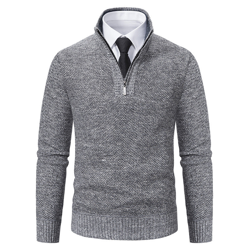 Herren Pullover mit modernem Reißverschluss und strukturierter Oberfläche EB