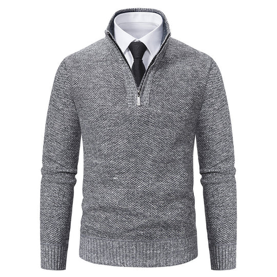 Herren Pullover mit modernem Reißverschluss und strukturierter Oberfläche EB