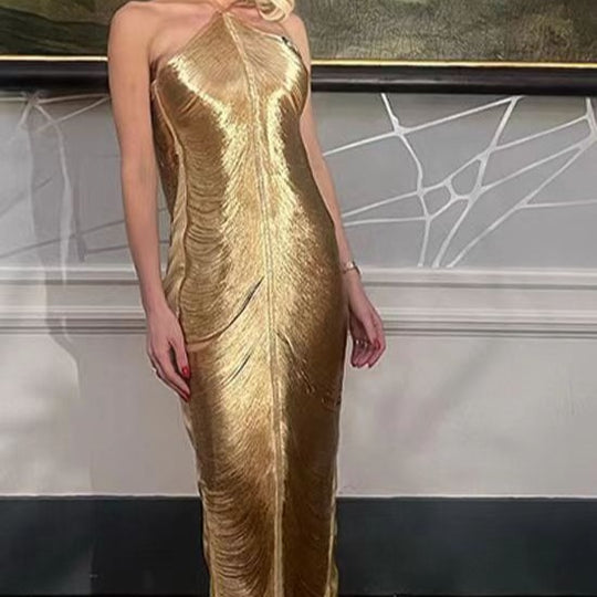 Damen Langkleid mit raffiniertem Schlitz und elegantem Kragen EB
