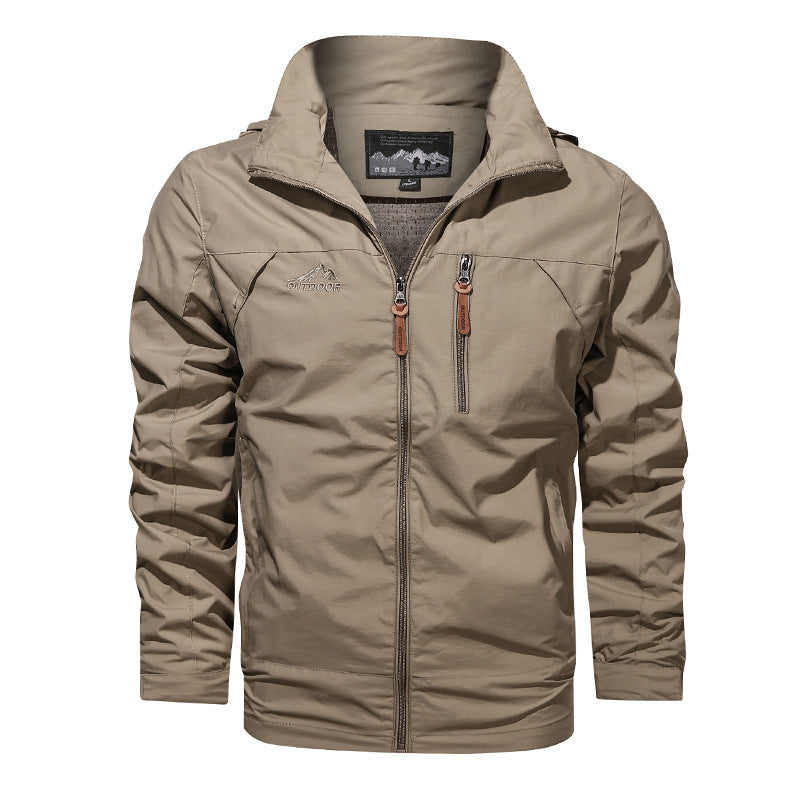 Herren nan leichte wasserabweisende Softshell Outdoorjacke mit Kapuze Brusttasche EB