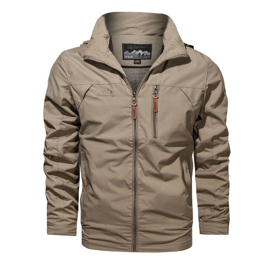 Herren  leichte wasserabweisende Softshell Outdoorjacke mit Kapuze Brusttasche EB