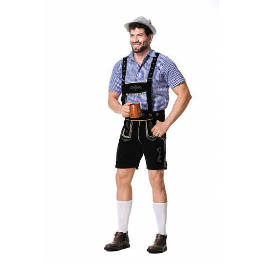 Herren nan bayerisches Trachten-Set Kniebundhose mit besticktem Vorderspiegel und verstellbaren Hosenträgern EB