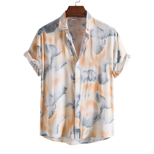 Herren Kurzarmhemd mit fluidem Design und abstraktem Muster EB