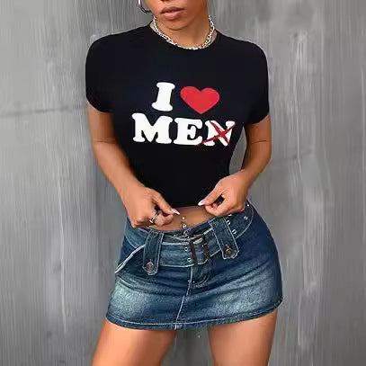 Damen Crop-T-Shirt mit inspirierendem Statementdruck EB