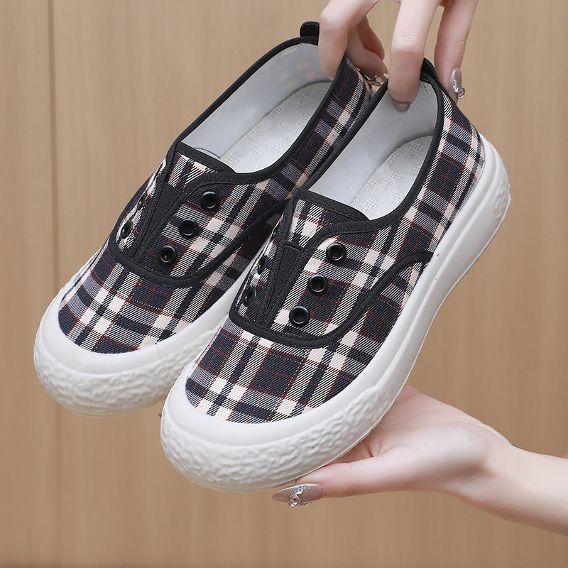Damen Sportliche Slip-On Sneakers mit klassischem Karomuster EB