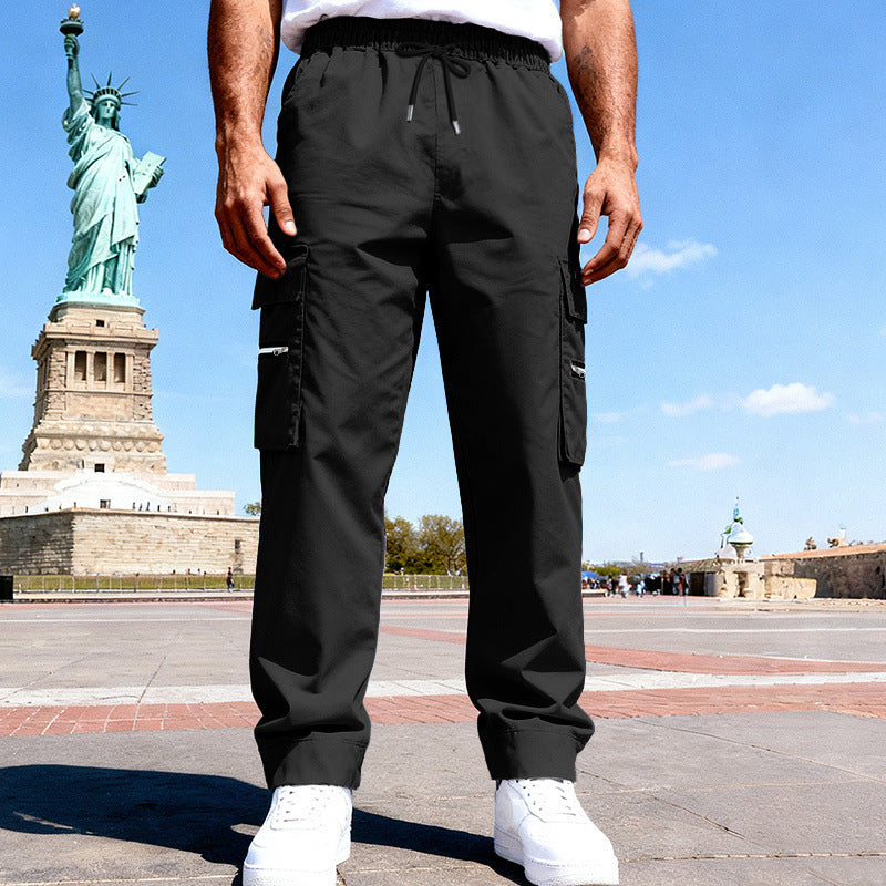 Herren Cargo-Freizeithose mit elastischem Bund, Tunnelzug & Zip-Taschen EB
