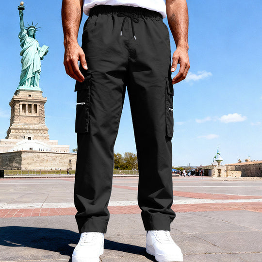 Herren Cargo-Freizeithose mit elastischem Bund, Tunnelzug & Zip-Taschen EB